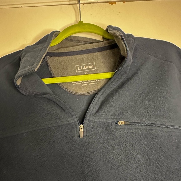 LL Bean 1/4 Zip Polar Fleece Pullover Jacket Men's XL Navy Blue. Soft Zip Pocket - Picture 8 of 11